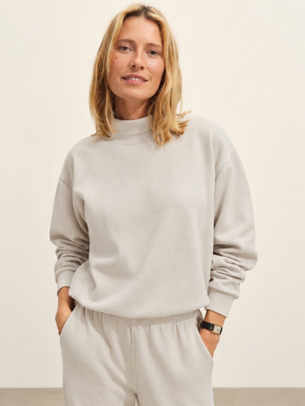 Buck Mason Vintage Interloop Mockneck in Morning Haze NWT